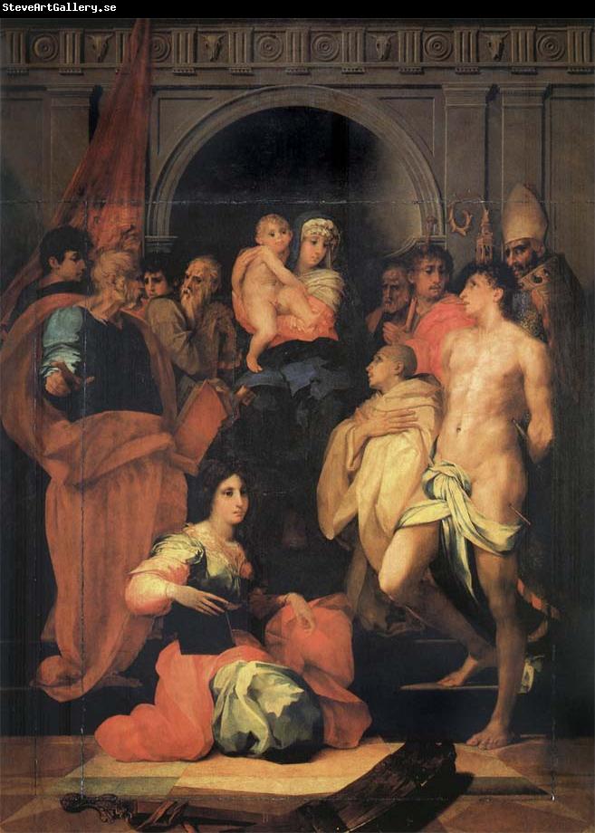 unknow artist The Madonna enthroned, with ten holy